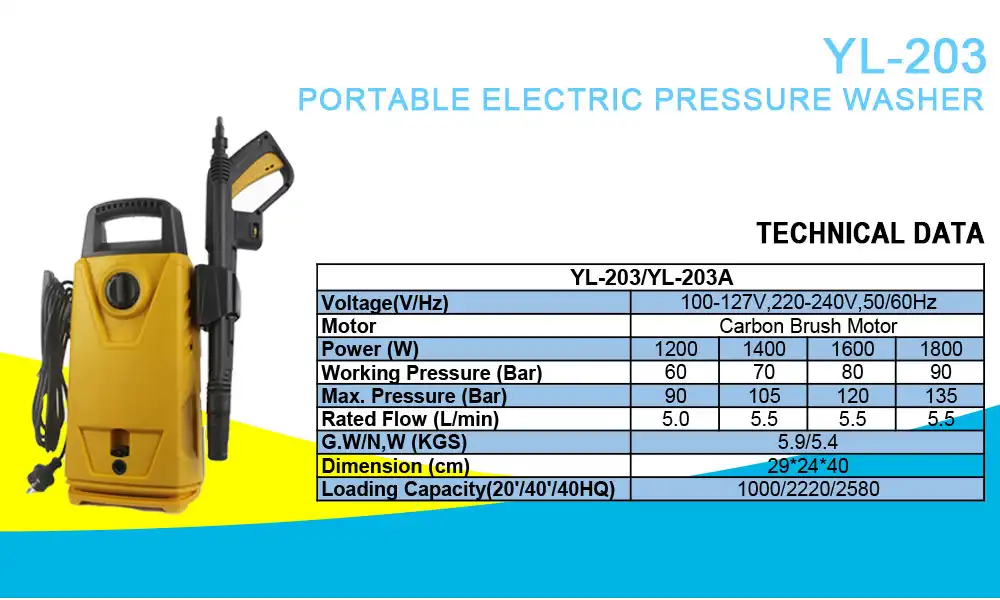 YL-203 electrica trahit pressura washer